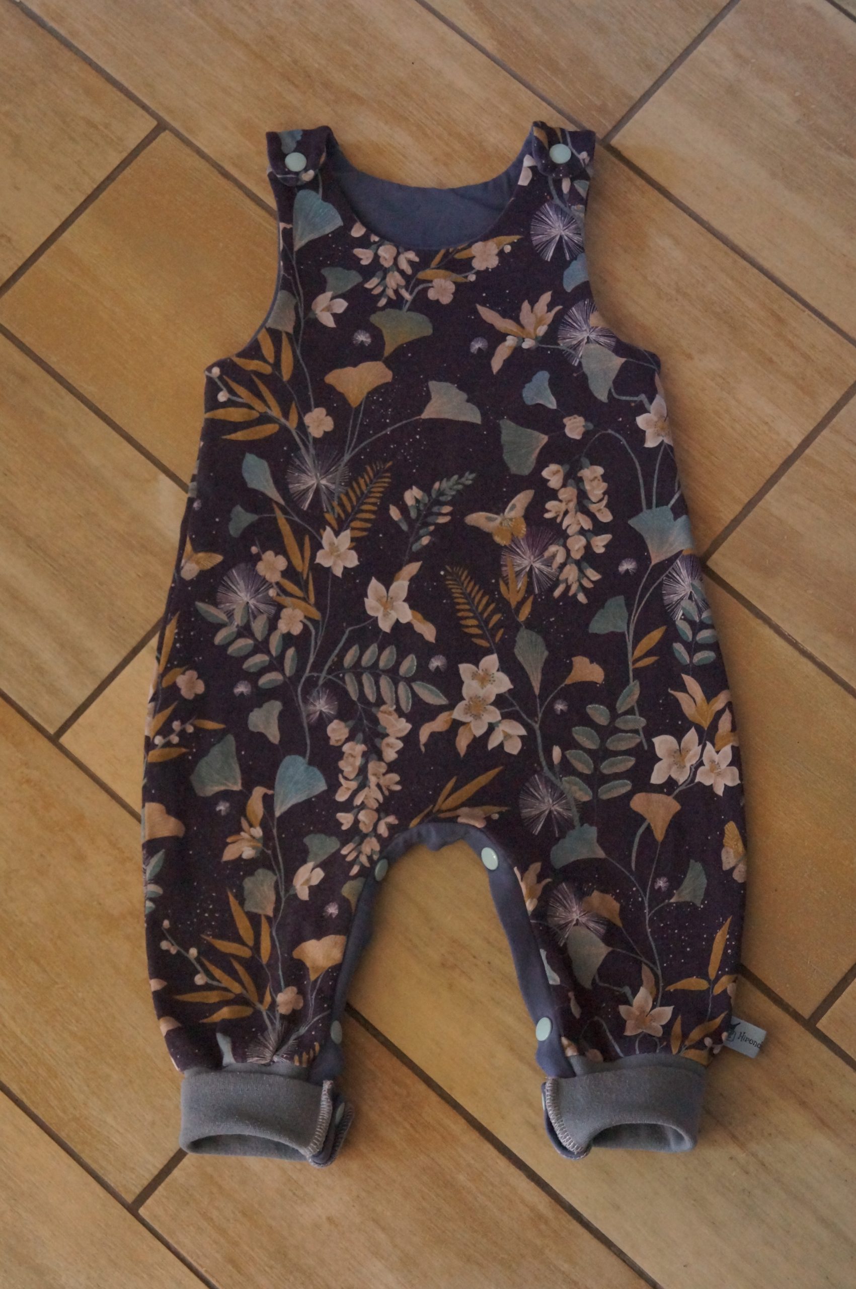 Sarouel évolutif chaud / Salopette chaude Fleurs de nuit – Image 2