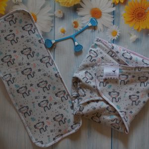 Couche préplate Double Bambou "Jour et Nuit" Tailles S, M, L Petits singes