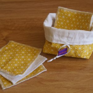 Lot de 10 Carrés démaquillants lavables/lingettes bébé avec panière