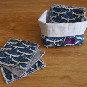 Lot de 10 Carrés démaquillants lavables/lingettes bébé avec panière