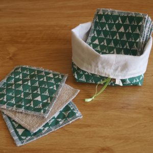 Lot de 10 Carrés démaquillants lavables/lingettes bébé avec panière