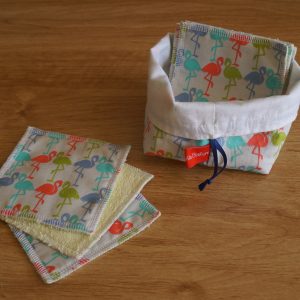 Lot de 10 Carrés démaquillants lavables/lingettes bébé avec panière